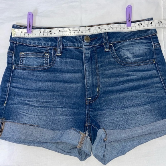 Women’s American Eagle hi-rise shortie AOE super stretch Jean shorts Sz 6 - Picture 8 of 13